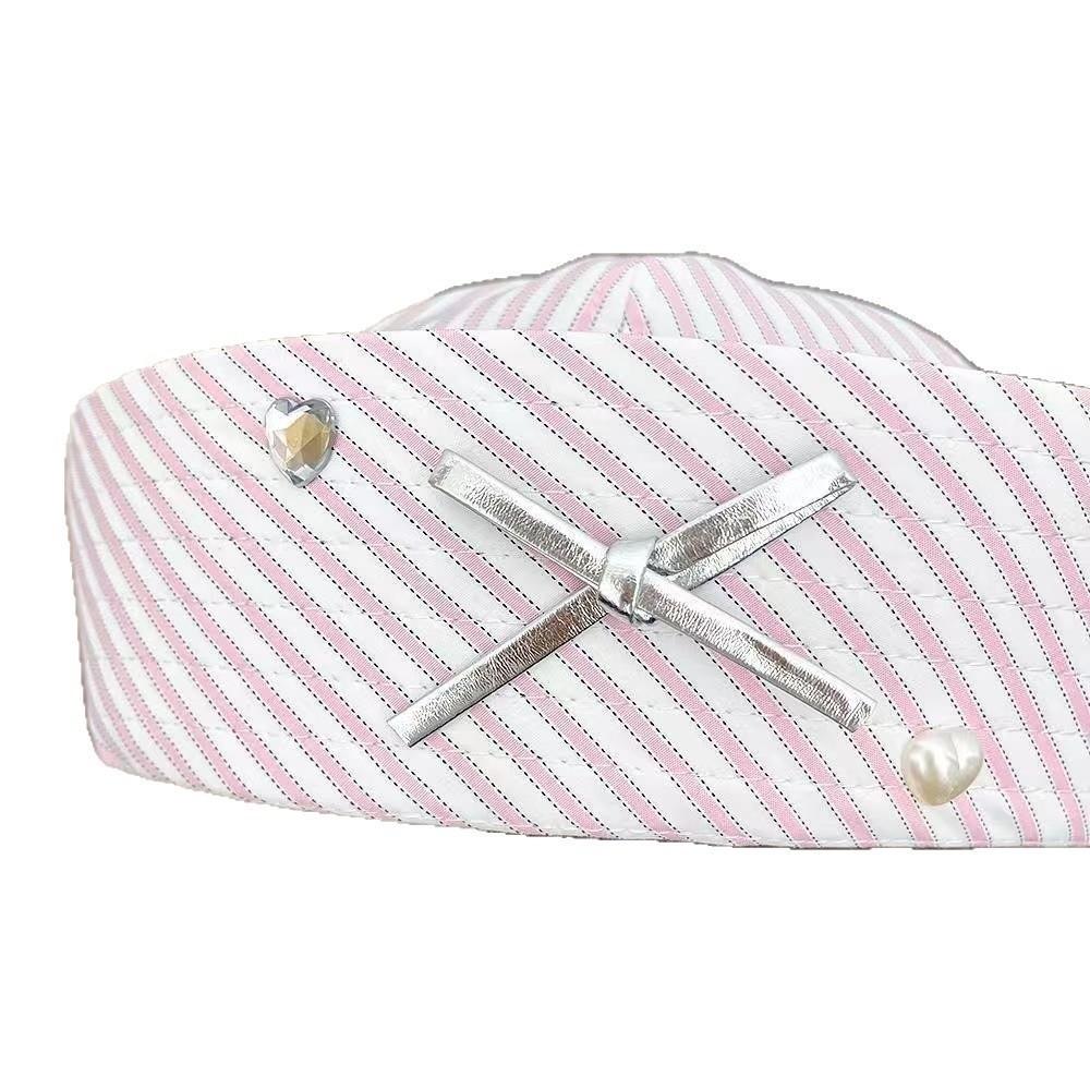Y2K Niche Stripe Bow Sailor Hat Diamond-Encrusted Breathable Flipped Brim Beret Comfortable Stripe Sailor Hat Women