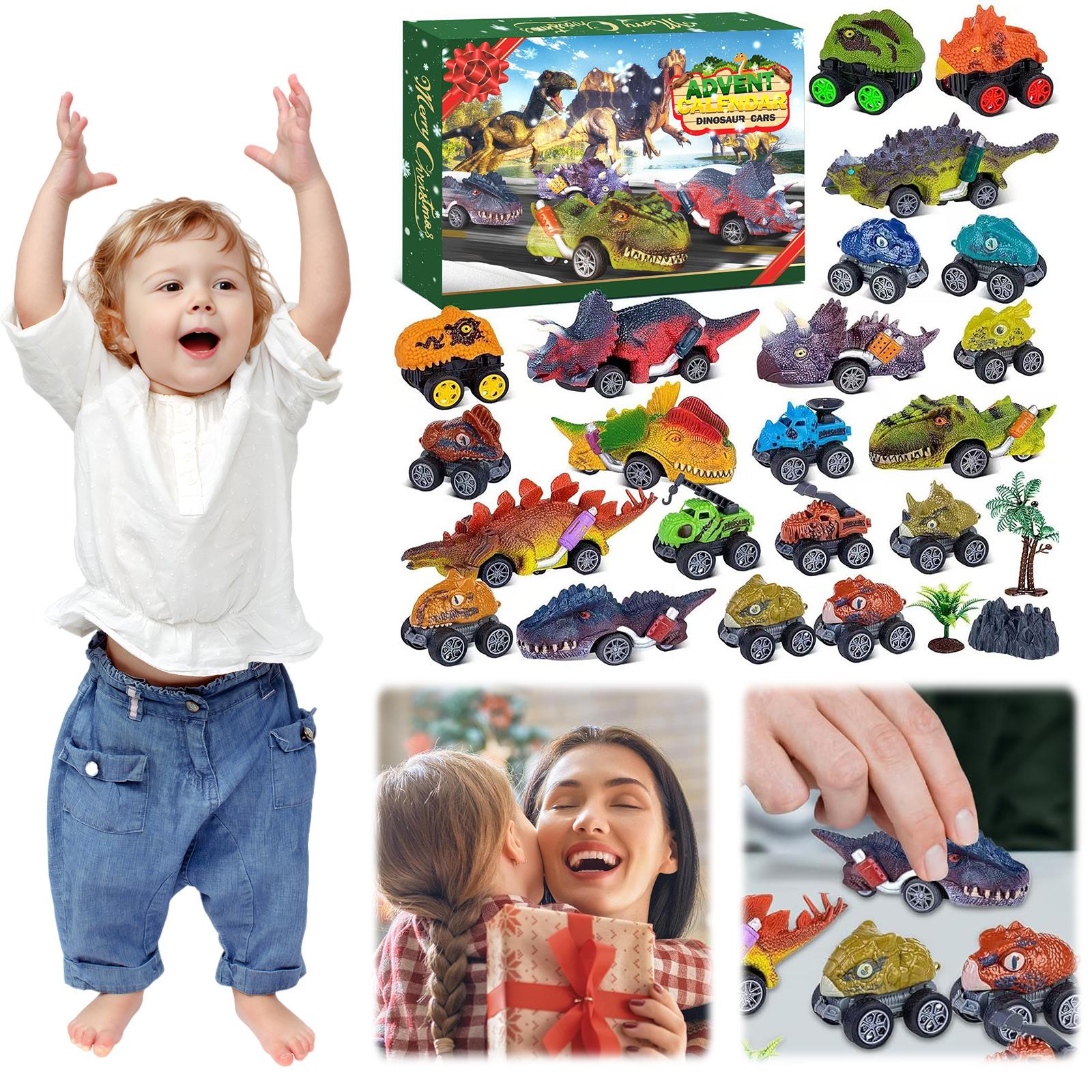 Адвент-календарь «Машинки-динозавры» 2025 Набор машинок с инерционным механизмом Рождественский адвент-календарь Календарь обратного отсчета до Рождества для мальчиков и детей China Mainland