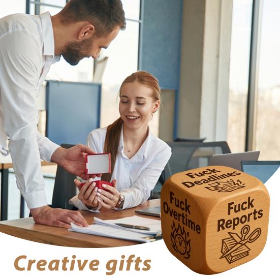 Tučné A Zábavné Pracovní Kostky Dřevěné Kancelářské Kostky pro Úlevu od Stresu Šest Drsných Výroků Drzá Stolní Pomůcka Gag Dárky pro Kolegy