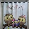 Tenda da Doccia in Tessuto, Poliestere Impermeabile Asciugatura Rapida Bordo Ponderato Set Tende da Doccia Per Bagno (Gufo dei cartoni animati, 72" L X 72"