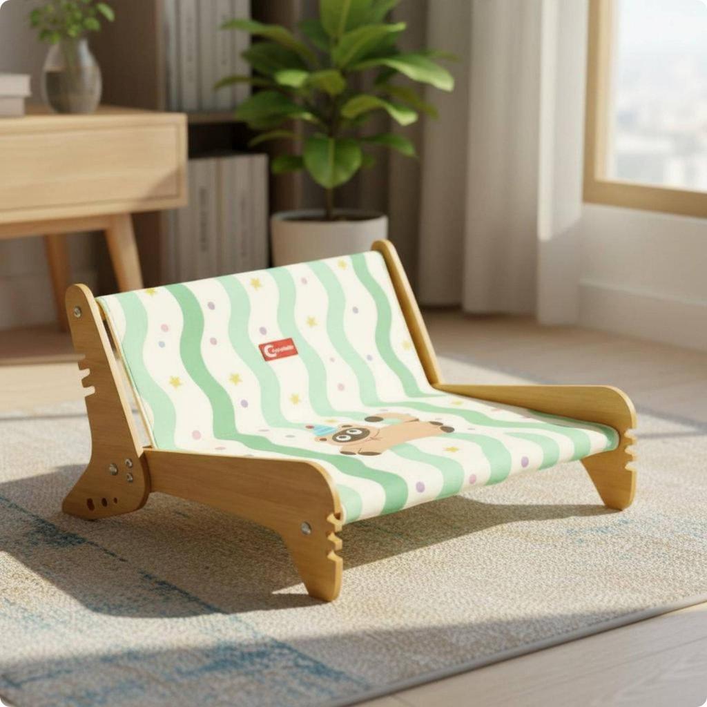 Cat Scratching Sofa Wooden Lounge Chair Jute Scratcher Pet Furniture for