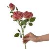 1Pc French Artificial Flower Single Stem 3-Headed Burnt Edge Rose for Wedding Home Decoration Holiday Decoration Valentine's Day Gift Birthday Gift