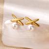 Stainless Steel Clover Snake Earrings Dainty Golden Imitation Pearl Anti Fading Earring Women Wedding Jewelry Accessories Gifts