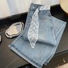 Korean Style High Waist Cuffed Denim Wide-Leg Pants with Lace Belt