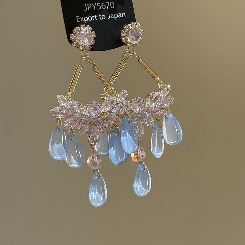 Vintage kontrastierende Blumen Perlen Quasten Ohrringe Sommer süßes Mädchen Herz Ohrringe Reise Foto Urlaubsstil Ohrringe