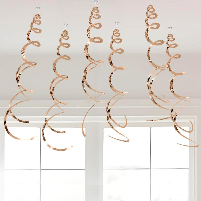 6 stk Spiralhengende Party Streamers Hengende Plast Streamer Spiralanheng Twin Tail Party Takfolie Swirl-dekorasjoner