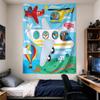 Wall Tapestry, Cartoon Animals Airplane Air Lama Helicopter Fan Gift for Collector Home Decor