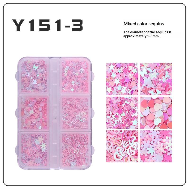 6 Grids Star Sequin Five-Pointed Star Colorful Nail Art Charm Sparkle 3D Nail Rivet Nail Decoration Diy Manicure Accessories