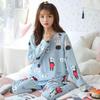 Women's Long-Sleeve Cartoon Pajama Set - Cute Korean Style Homewear for Autumn, Winter, Spring - Plus Size Available