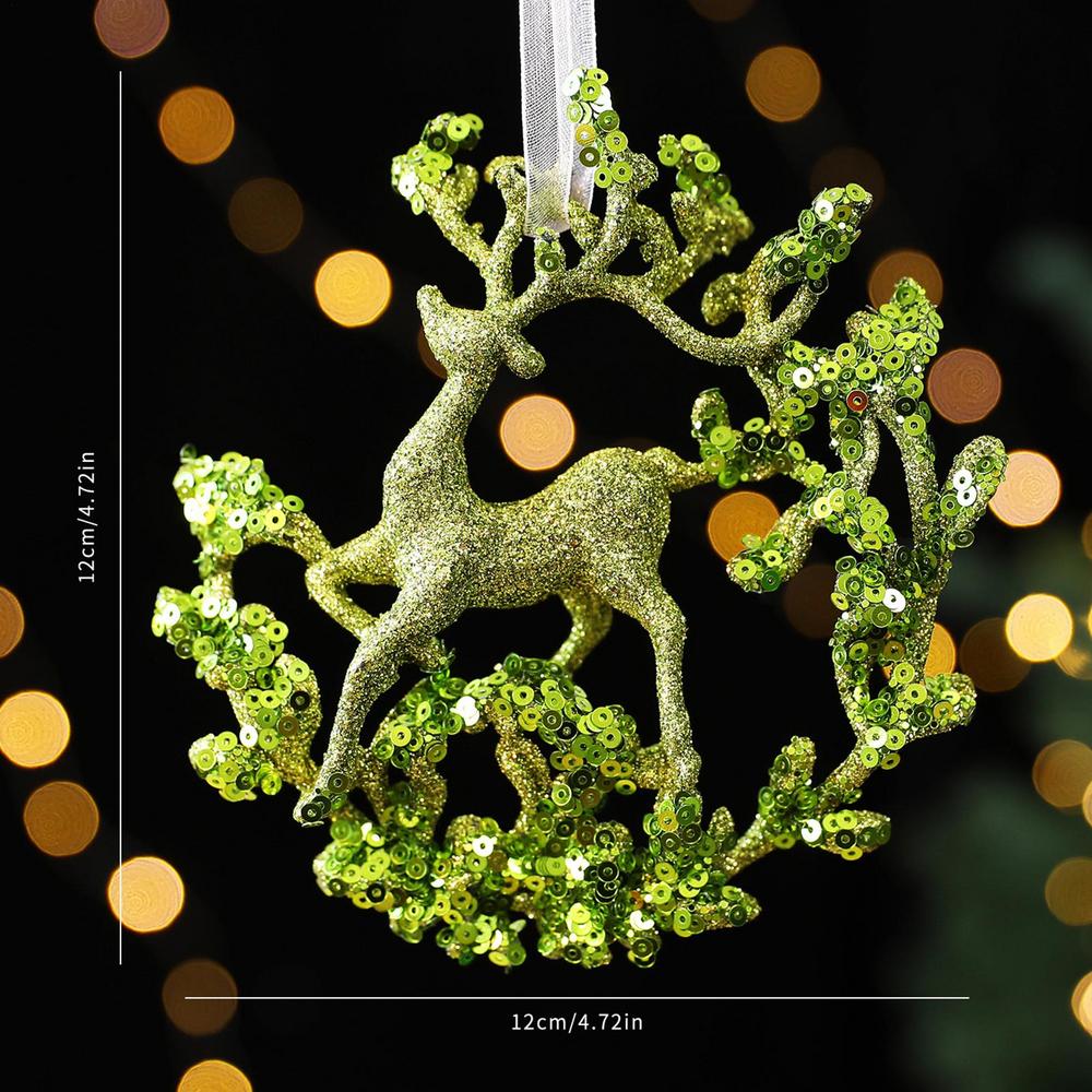 Snowflake Decorations 3D Lightweight Festive Green Glitter Detail Pendant Cute Christmas Ornaments for Indoor Home Living Room