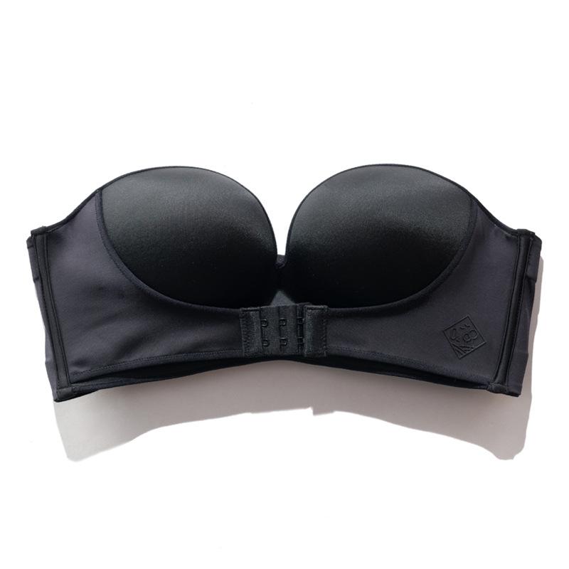 Nude Strapless Bra with Front Closure and Seamless Supportive Design S чёрный
