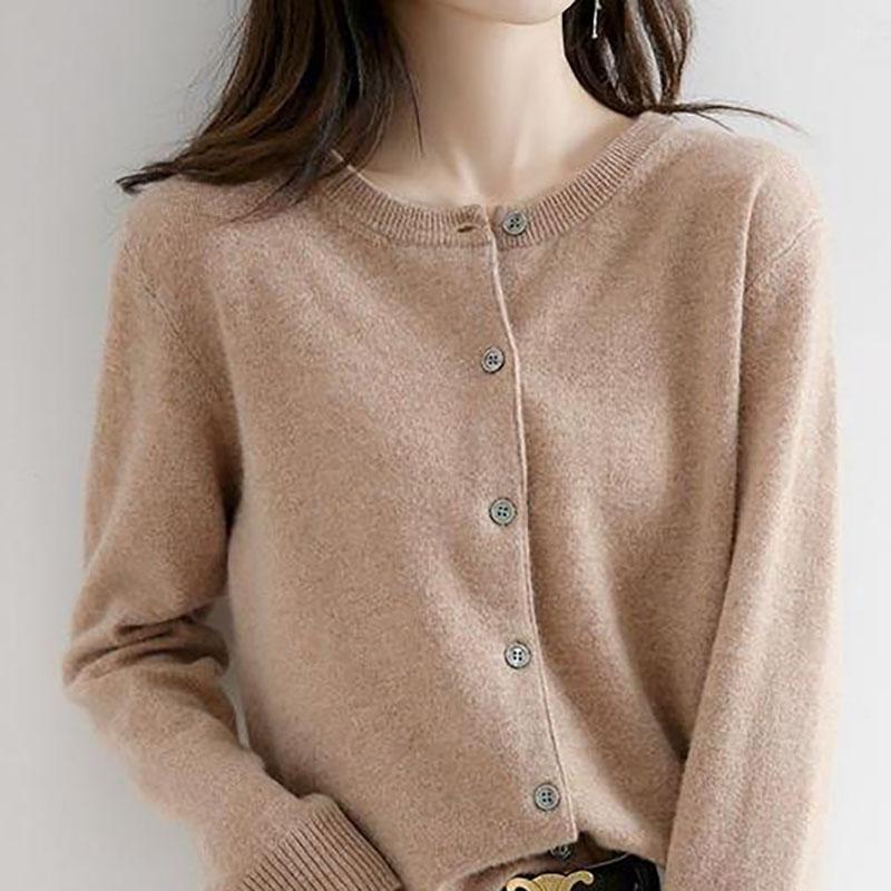 

Весна Осень Женские Длинные Рукава Топ Кардиганы Свитер O-образный вырез Вязаные Кашемировые Кардиганы Однотонные Однобортные Женские Свитера XL хаки