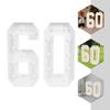 Double-sided Light-up Number 60 LED Strip with Battery Box, LED Bulbs, 60th Birthday Party Decoration Lights, KT Board, White