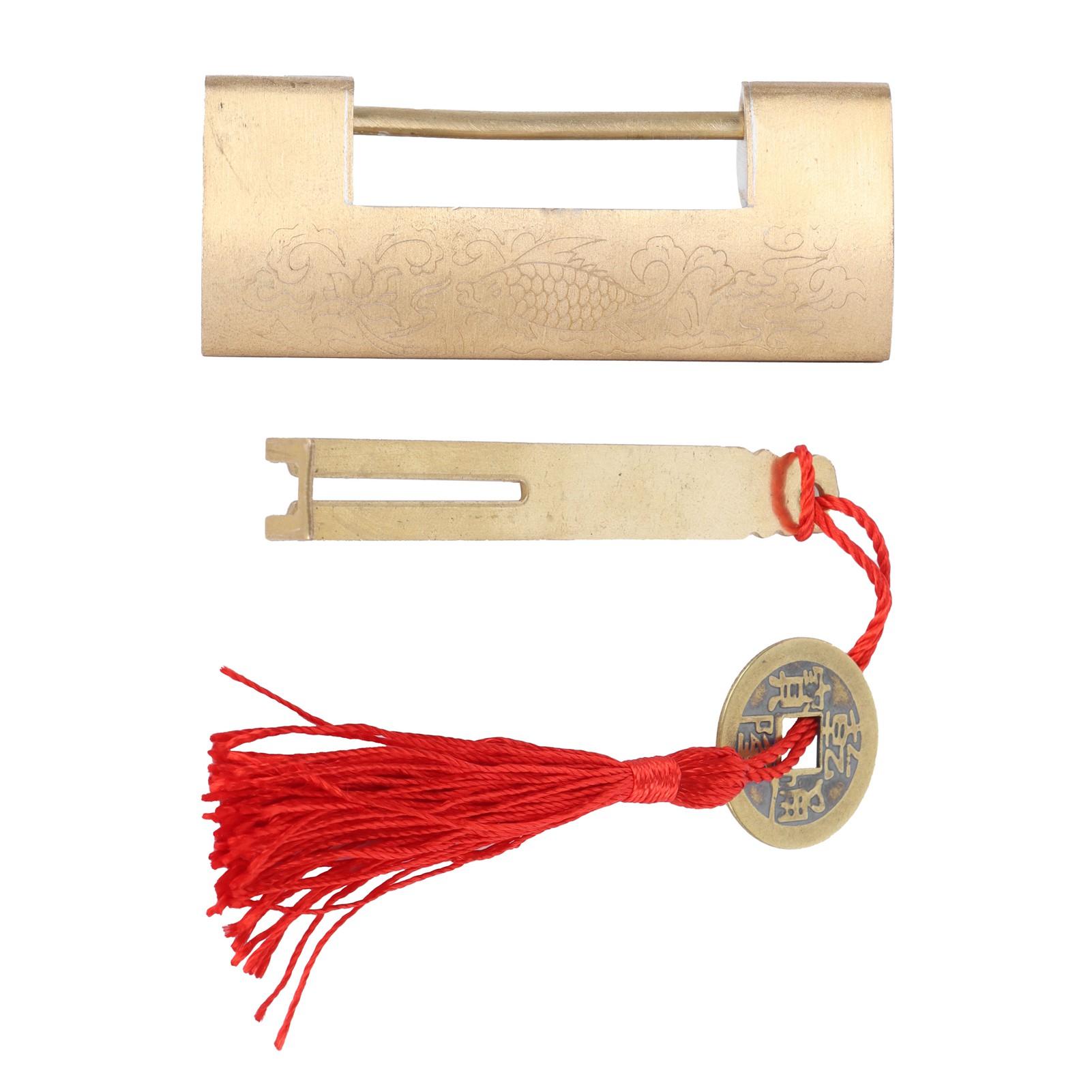 Messing Hangslot, Retro Decoratief Slot met Sleutel voor Sieradendoos, Ladekast, Antieke Houten Doos, Verfijnd Vakmanschap