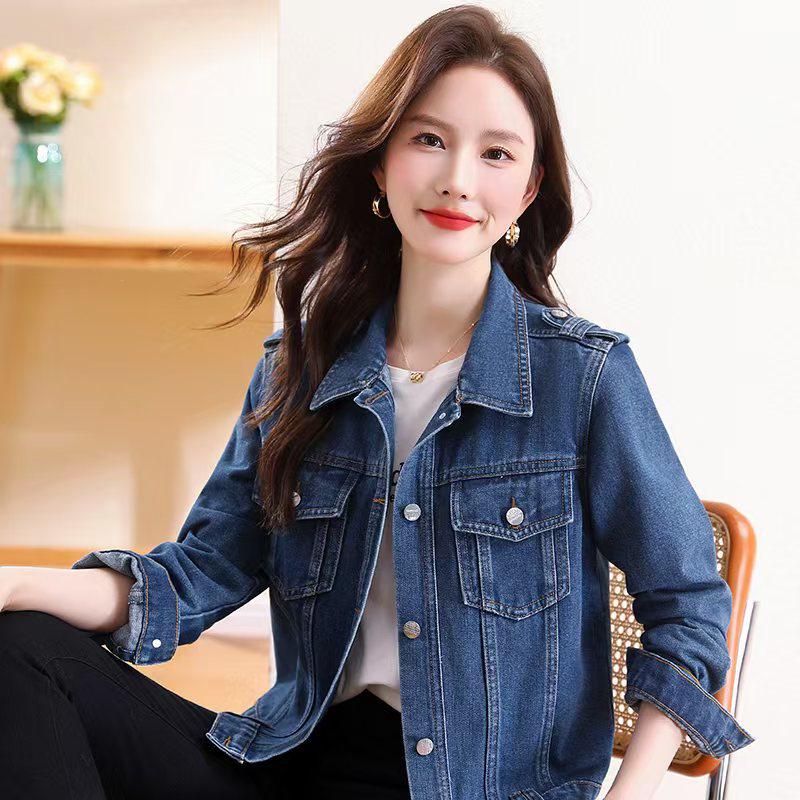 Women's Spring/Autumn 2025 Denim Jacket: Short, Slim Fit, Versatile Single-Breasted Long-Sleeve Cardigan