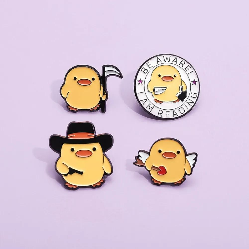 Cute Yellow Duck Enamel Pins Creative Cartoon Animal Lapel Brooch Badge Backpack Clothing Hat Accessories For Kids Gift