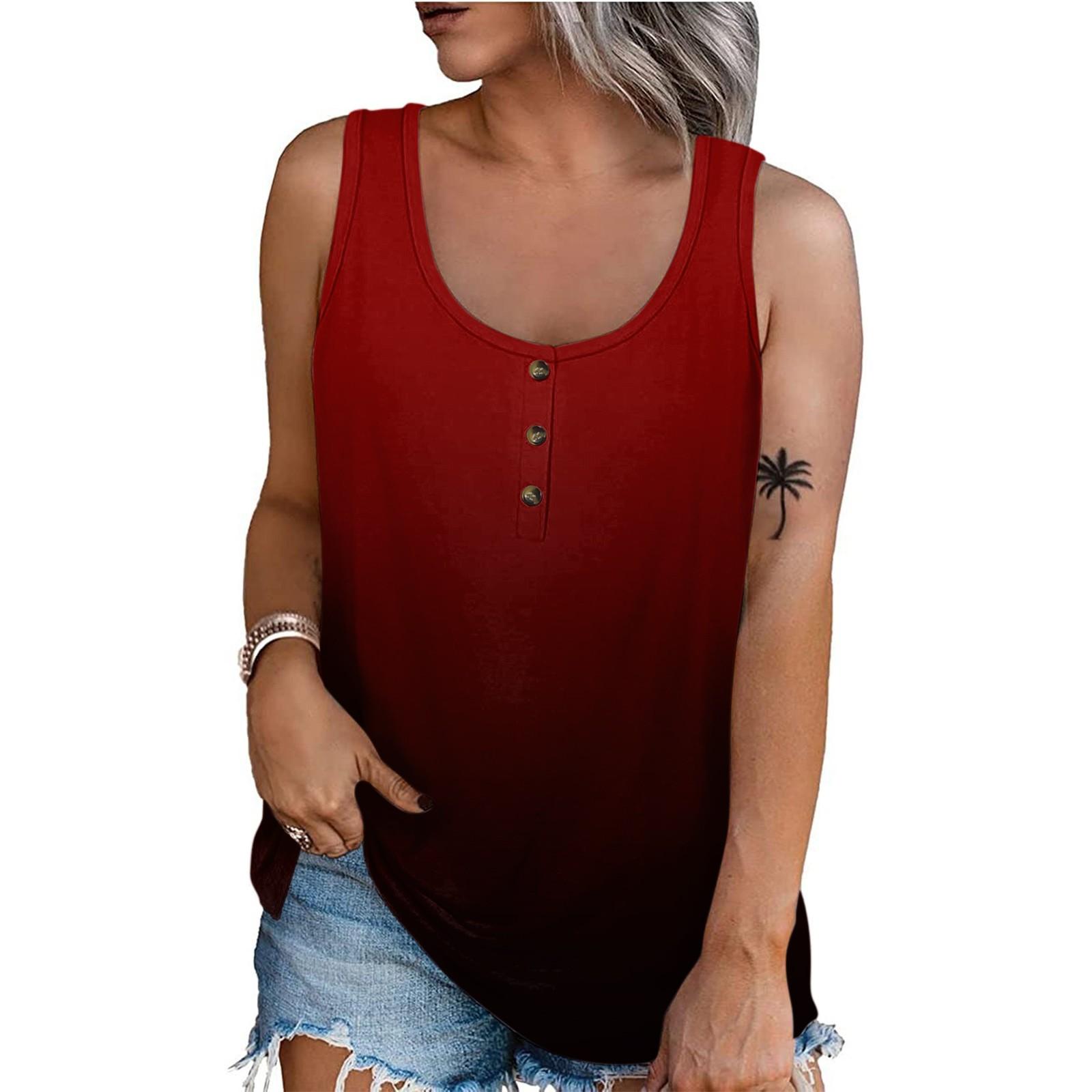 

Женская летняя повседневная футболка без рукавов с круглым вырезом и принтом, блузка XXXXXL красный