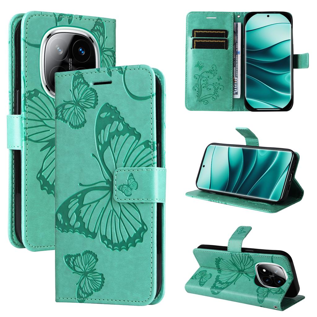 For Xiaomi Redmi Note 14 Pro+ 5G/Note 14 Pro 5G/Poco X7 5G Wallet Case Floral Butterfly Imprinted Leather Phone Cover Stand