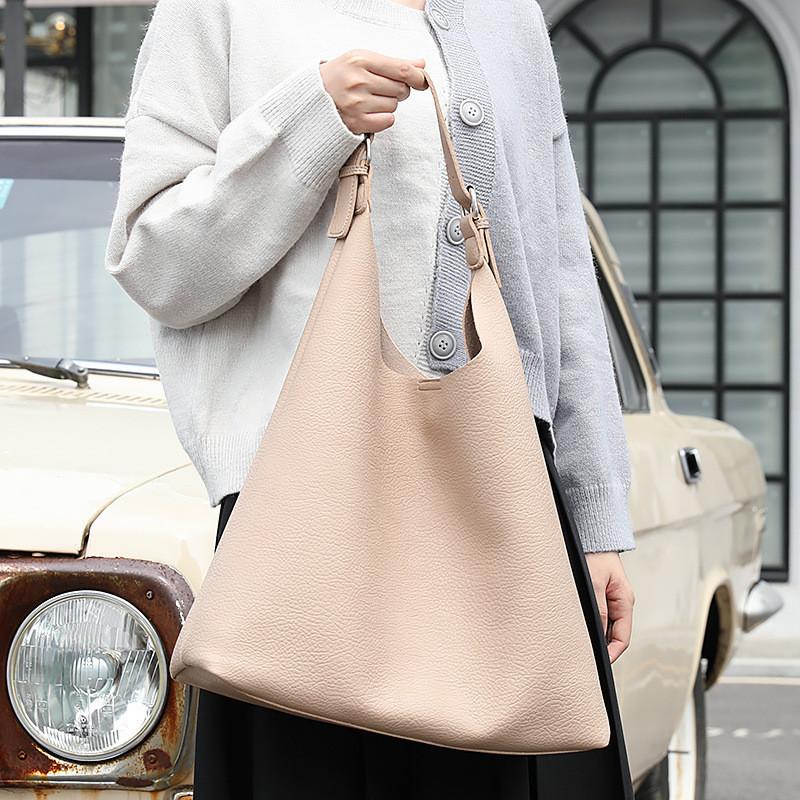 IELGY Korean version of simple lychee pattern handbag, casual pu leather mother bag, fashionable large-capacity shoulder women's bag