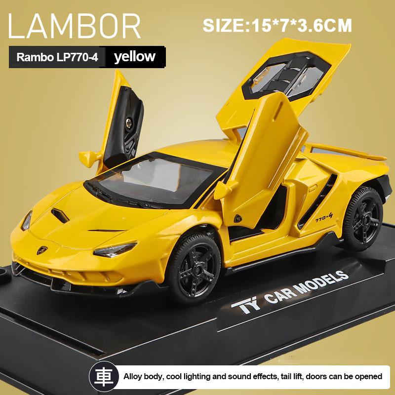 1/32 Samochody Zabawki Auto W Skali Lambor LP770 Odlewany Model Samochodu Stopowe Auta Zabawki Prezent dla Chłopców Pull Back Światło Muzyka Samochód dla Dzieci