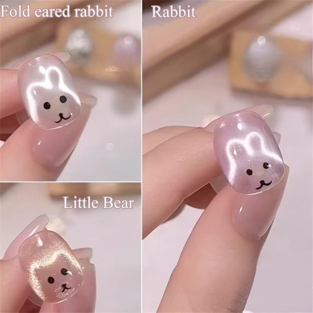Iron Rabbit Nail Art Tool Rabbit Shaped Guide DIY Manicure Kit Cat Eye Magnet for Nails Matching Nail Magnet Line