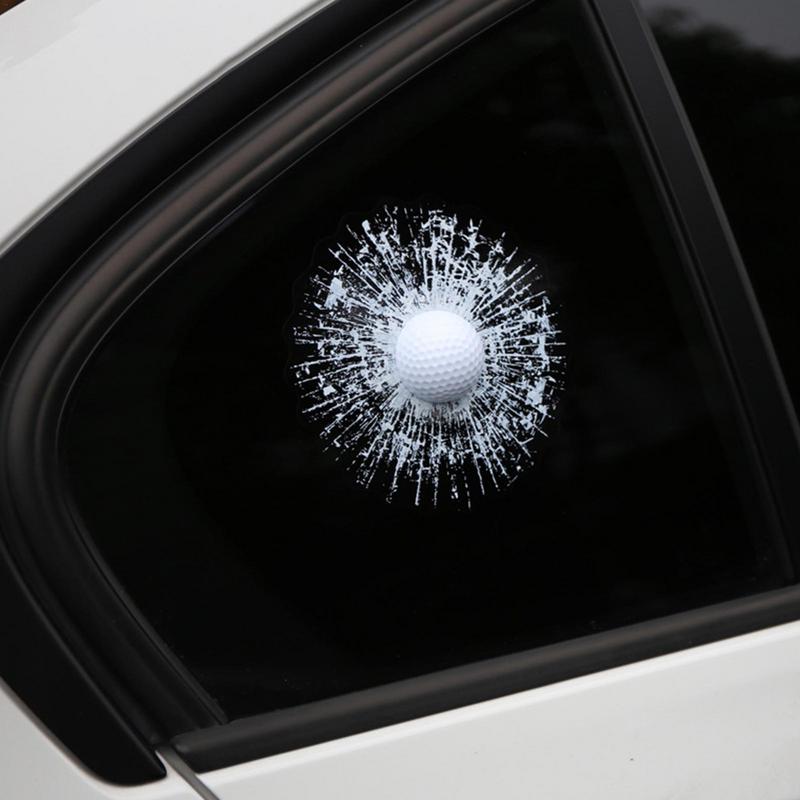 Break Glass Car Window Sticker 3D Tricky Simulation Ball Hits Sticker For Cars Peel & Stick Vinyl Decal Waterproof Car Sticker