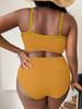 Women's Solid Color Swimwear Swimsuit Two Piece Beachwear Bikini Plus Size Bathing Suits