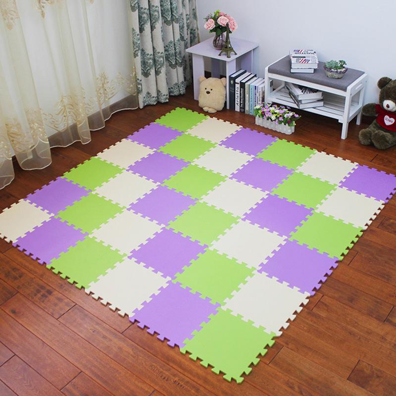Thick Non-Slip Foam Interlocking Children's Crawling Mats with Cross Pattern