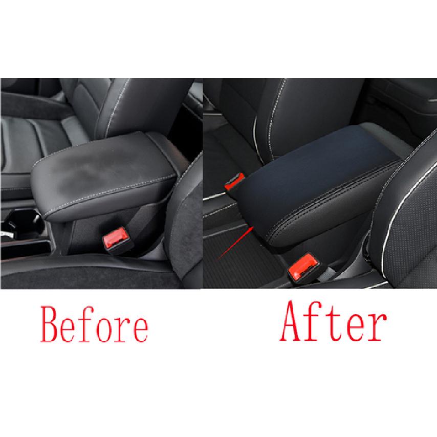 Black Car Middle Console Armrest Box Cover Leather Fit For VW Tiguan 2017-