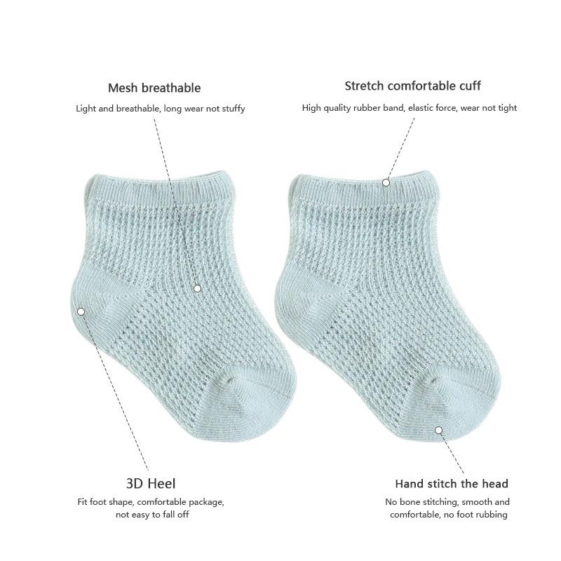 4 Pairs/Lot  New Baby Socks Mesh Thin Newborn Socks Combed Cotton Boneless Soft Summer Baby Socks For Gift