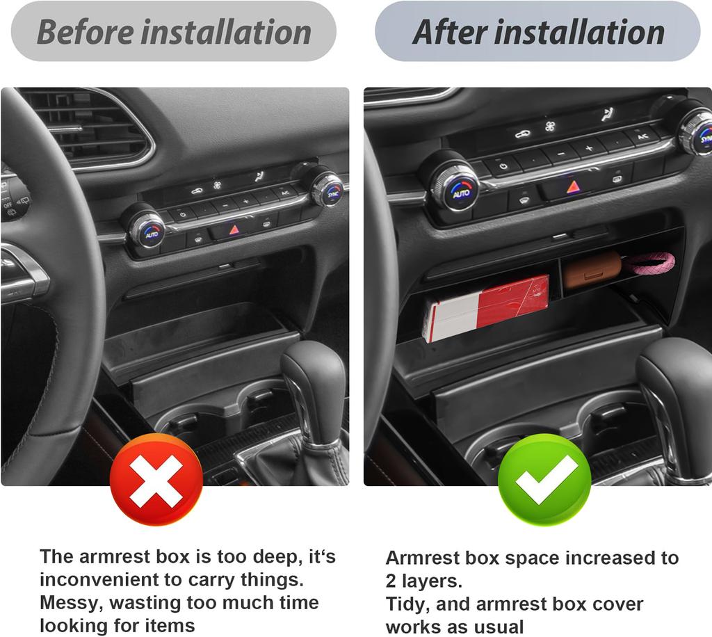 Mittelkonsolen-Organizer-Ablage für 2020-2025 Mazda CX-30 Mittelarmlehne Handschuhfach Aufbewahrungsbox Autoaufbewahrung Innenraum ABS Zubehör