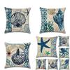 Decorative Fashion Creative Marine Organism Flax Cushion Cover Throw Pillow For Coastal Living