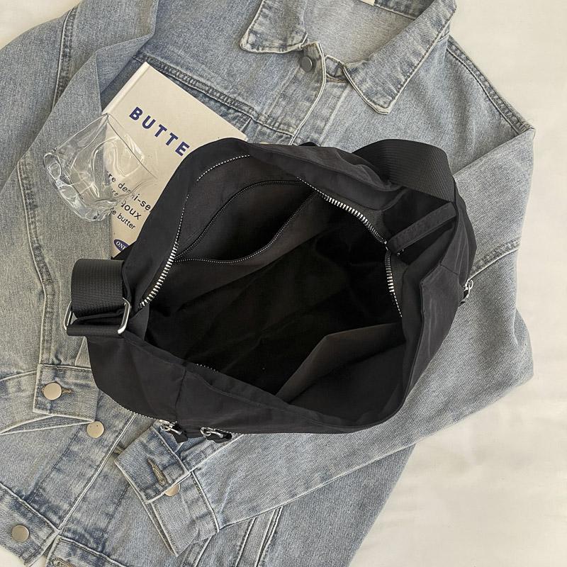 Dámská crossbody taška jednobarevná taška přes rameno sportovní studentská taška do třídy taška s více kapsami