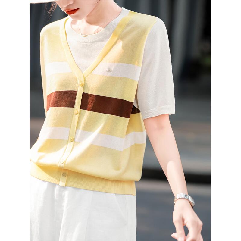 Women s Striped Color-block Knit Top One Size