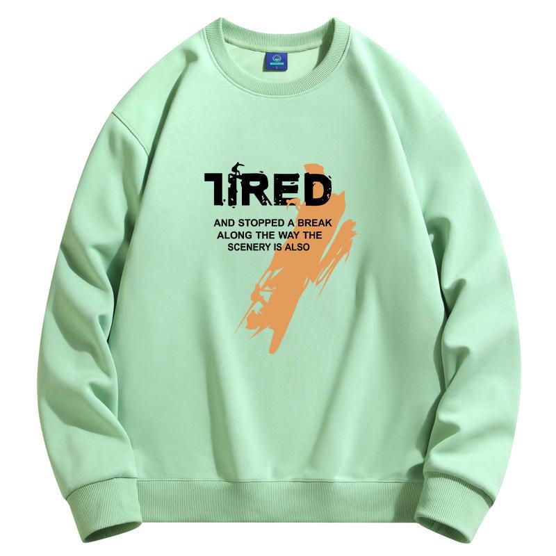 Tired Pattern Men's Round Neck Sweatshirt Man Casual  Long Sleeve Pullovers Large Size