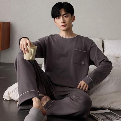 Set Pijamale Bărbați Bumbac Stil Coreean - Toamnă, Mânecă Lungă, Casual, Croială Largă
