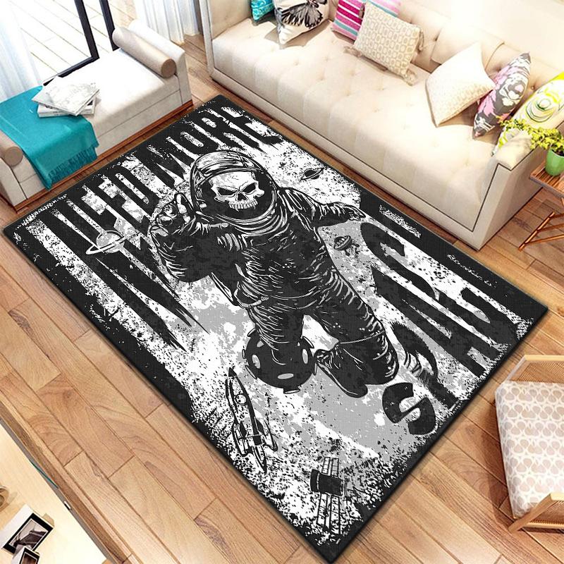 Vintage prydnadsskallar Rosmönster matta för mattor i vardagsrummet Camping Stranger Things Picknickmatta Anti-halk E-sportmatta