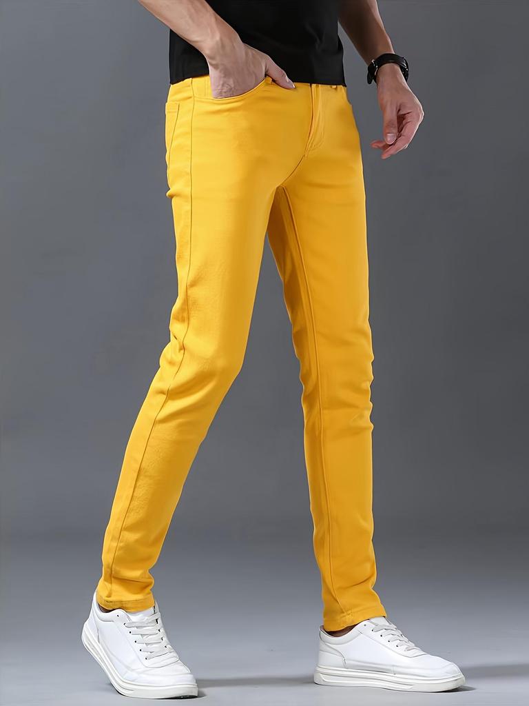 Pánské strečové džínové cyklistické kalhoty, Business Casual, Žluté džíny