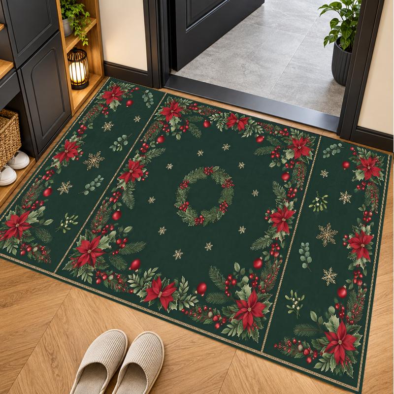 Christmas Theme Floor Carpet, Soft Area Rug, Xmas Indoor Home Holiday Decoration