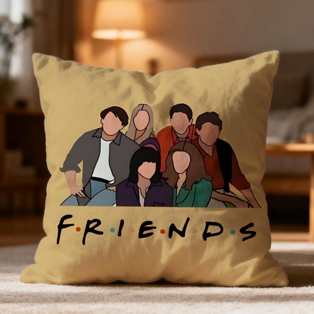 Fashion FFriendses Cushion Cover Soft Washable Pillow Case Multi-Scene for Couch Bed Travel Office Use