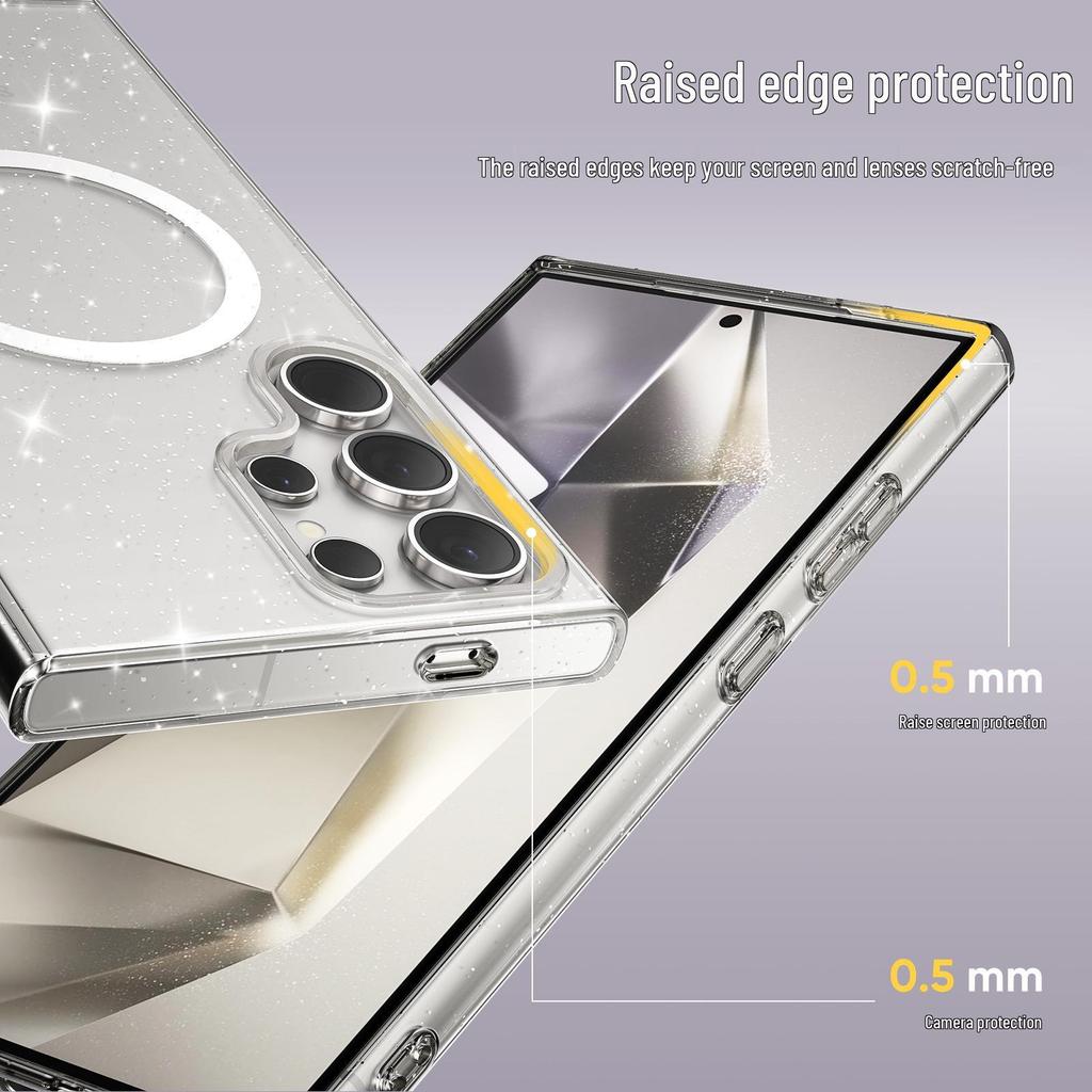 Samsung S26 Ultra/S25 FE Glitter Starry Sky Anti-fall Wireless Charging Case