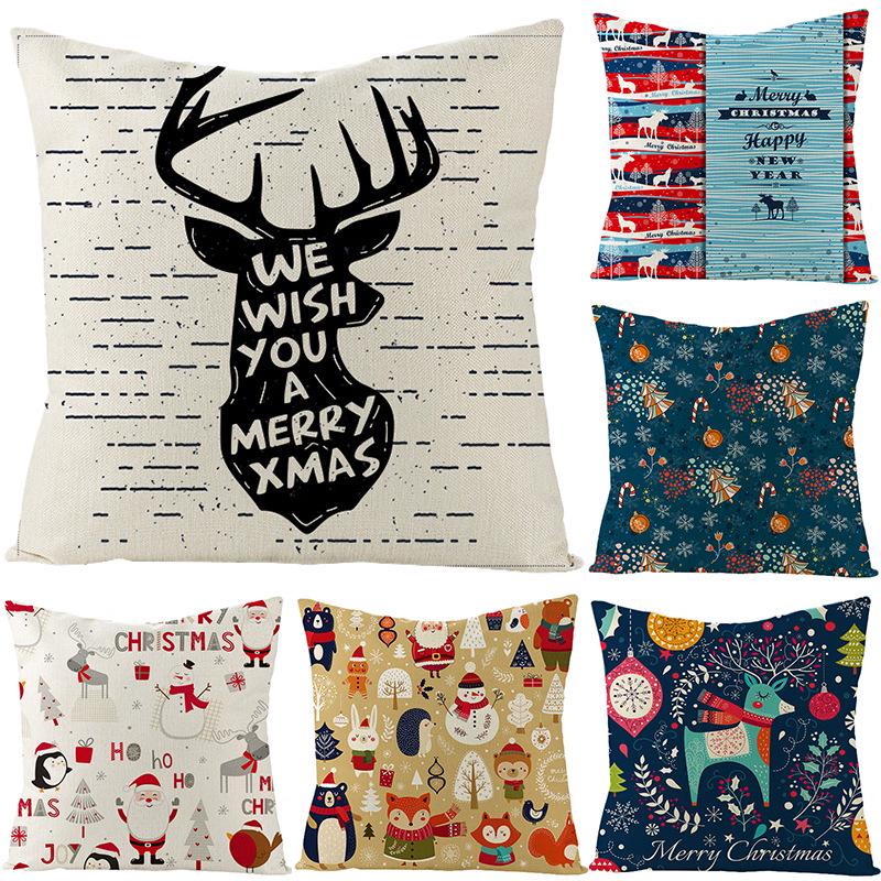 Cartoon Digital Printing Christmas Pillow Cover New Style Square Polyester Pillow Cover Cushion Cover