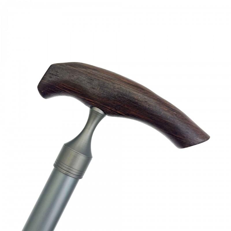 Elderly Support Walking Cane Aluminum Adjustable Trekking Stick With Wooden T-Handle Indoor Outdoor Use