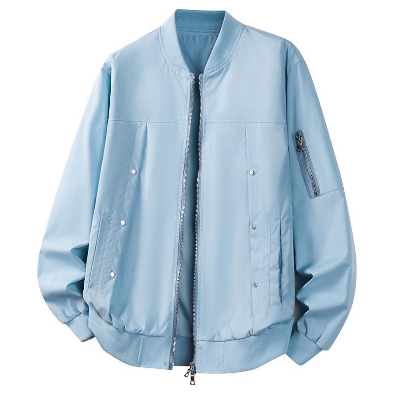 Minimalist Fall and Winter Fashion Casual Plus Plus Fat Trend Casual Metal Buckle Double Zipper Decoration Baseball Apparel Men's Jackets