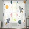 Rocket And Stars Hand Drawn Chiffon Sheer Curtains For Living Room Bedroom Decoration Window Tulle Curtains Drapes