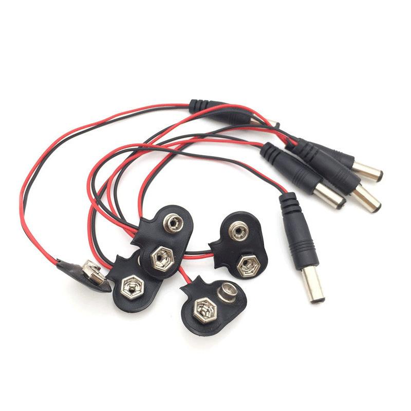 5Pcs T-Type I-Type 9V Battery Snap 15cm Lead Wire Connector Battery Clip Cap