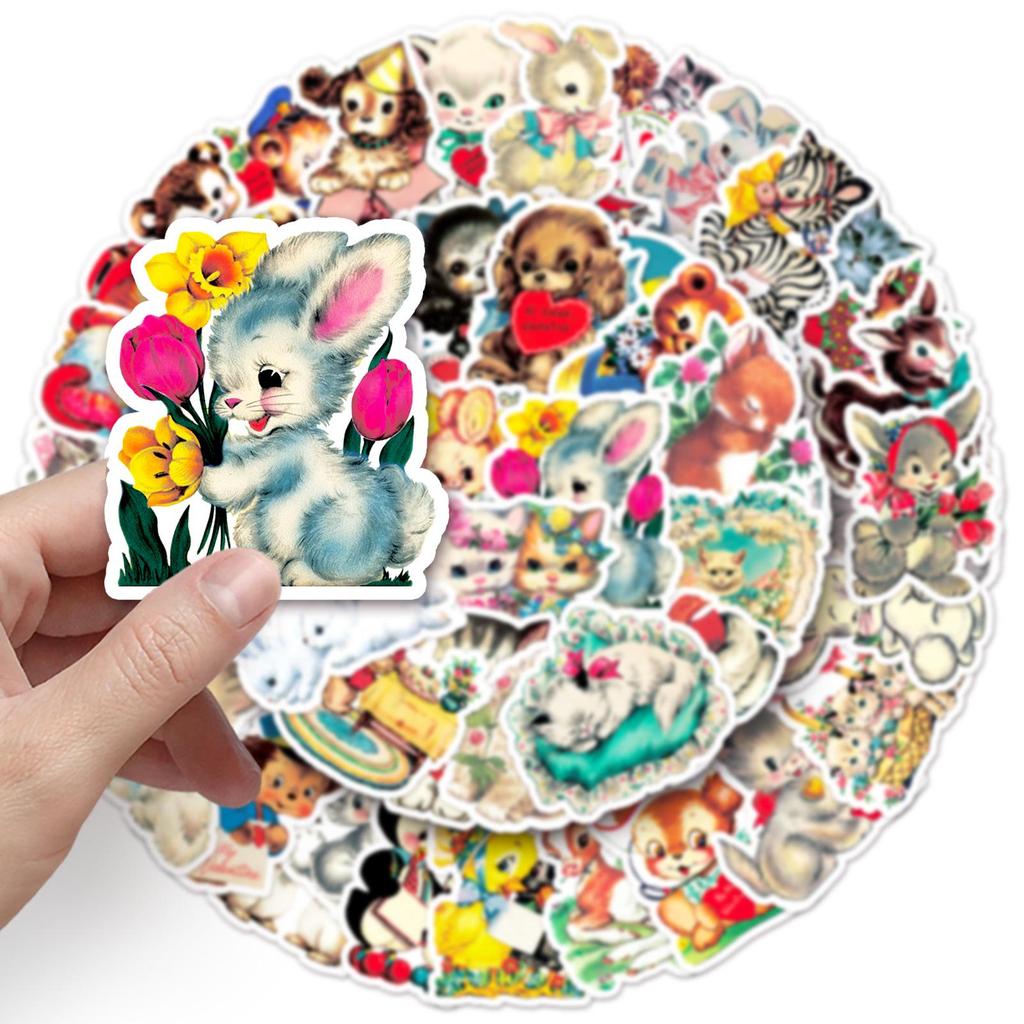 Retro Cartoon Stickers: 66 Cute, Waterproof Designs for Journals, Phones, Cases, and Luggage.