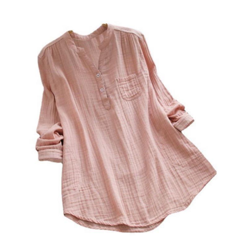Women's Multi-Color Gauze Blouse Loose Henley Neck 3/4 Sleeve Casual Shirt