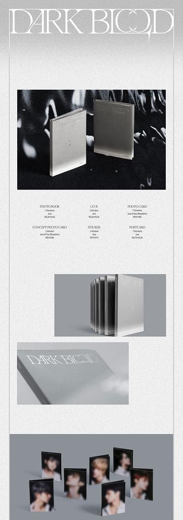 ENHYPEN DARK BLOOD 4th Mini Album ENGENE Random Version Concept Sealed CD+32p PhotoBook+1p PhotoCard+1p PhotoCard+1ea Sticker+1p PostCard+Tracking