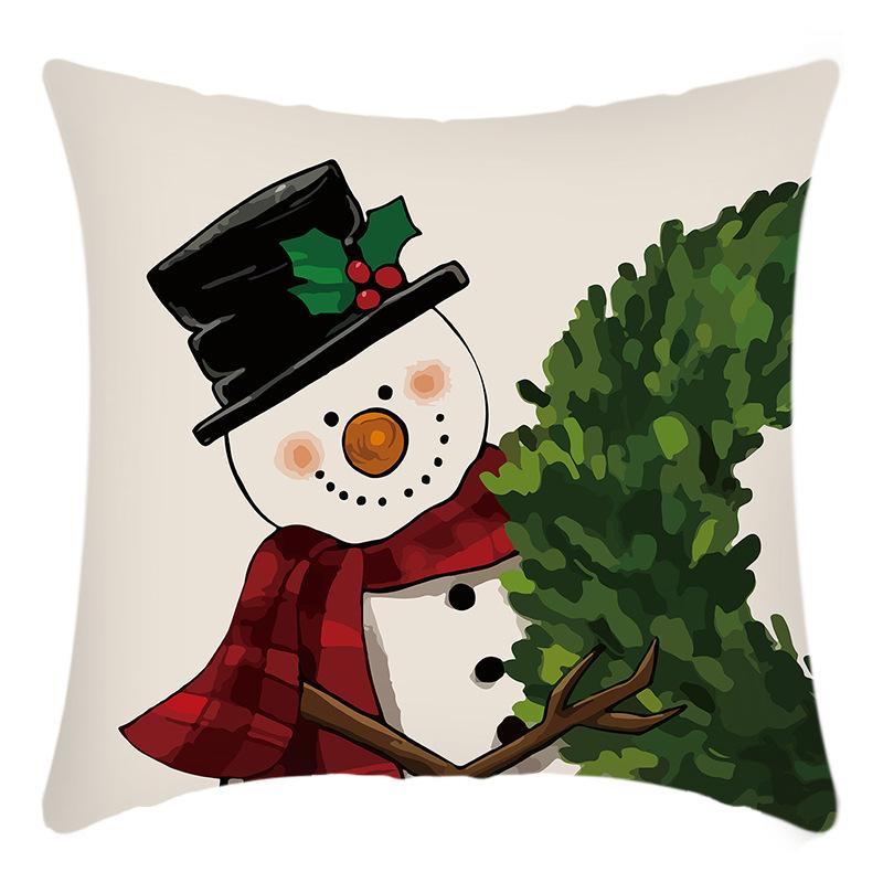 New Christmas Elk Santa Print Pillow Home Sofa Cushion Cover